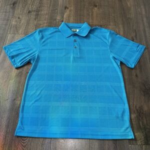 Ben Hogan Polo Shirt Men's Size Large Blue Striped Golf Performance Athletic